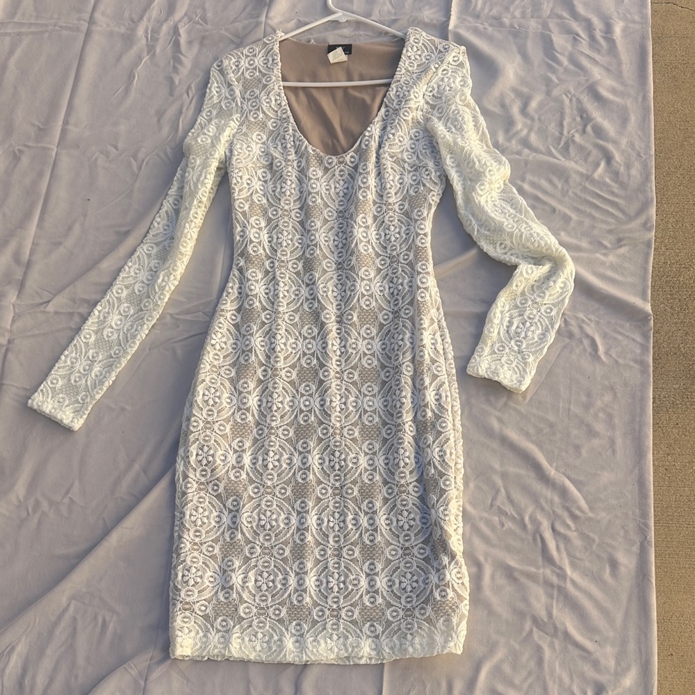 Va Va Voom White Lace Long Sleeve Dress